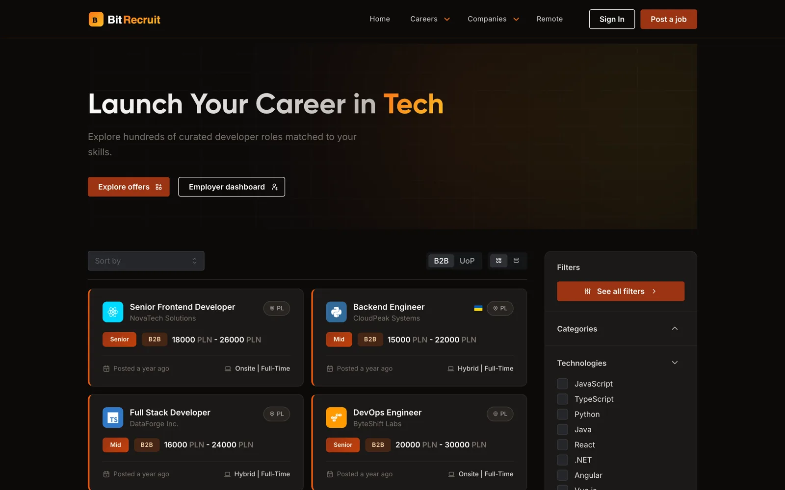 BitRecruit — IT job board platform built with Next.js