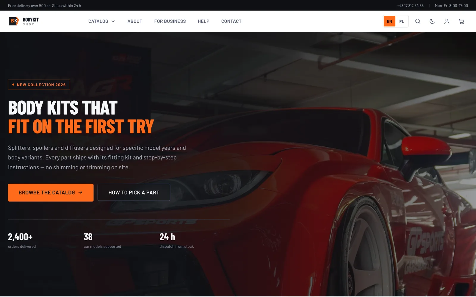 BodyKit — car tuning e-commerce storefront built with Next.js