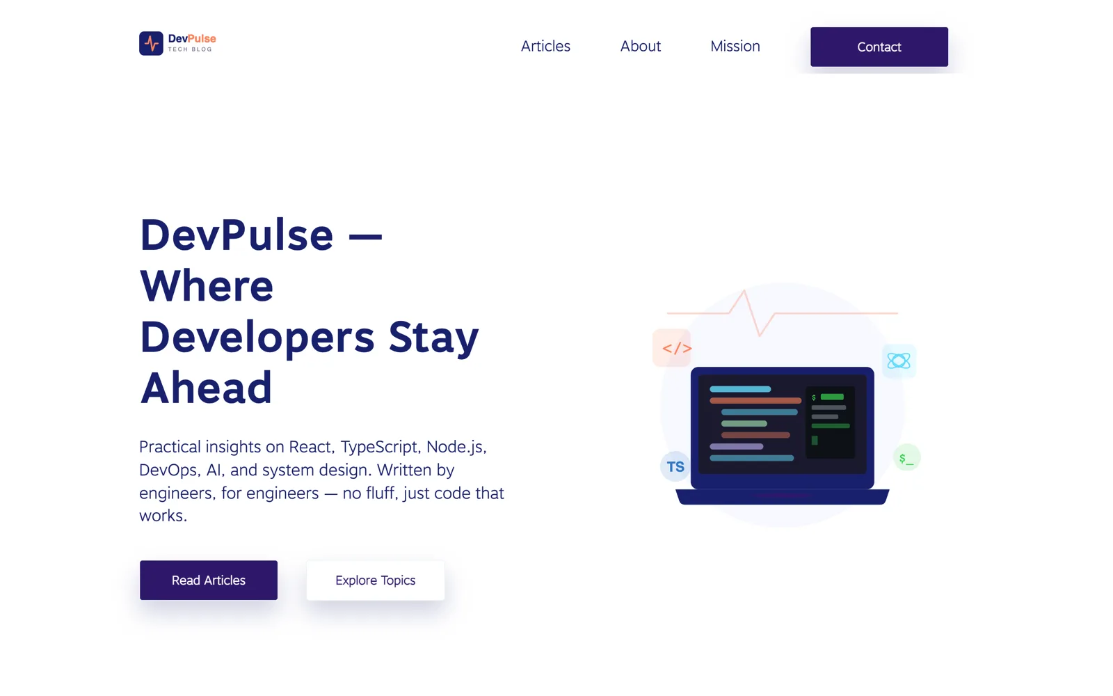DevTechBlog — developer tech blog built with React and TypeScript